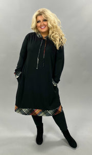 SALE!! 21 HD-H {Fall Fun}  Black Plaid Long Hoodie