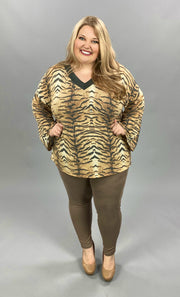 25 PLS-D {Wildly Cute} Tan Tiger Print Top PLUS SIZE XL 2X 3X