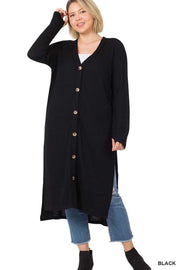 SALE!! 25 OT-T {Close To You} Black Ribbed Button Up Duster PLUS SIZE 1X 2X 3X