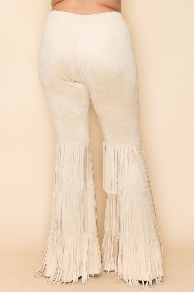 SALE!! BT-Y {Perfect Match} VOCAL Natural Faux Suede Pants w/Fringe PLUS SIZE XL 2X 3X