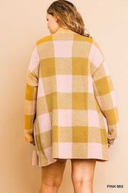 27 OT-A {Feel The Warmth} UMGEE Pink Mix Plaid Sweater PLUS SIZE XL 1X 2X