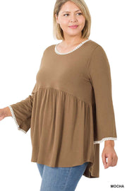 SALE!! 18 SD {Appreciate The Elegance} Mocha Babydoll Top PLUS SIZE 1X 2X 3X