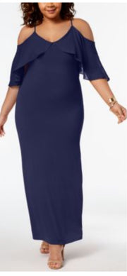 SALE!! LD-D M-109 {NY Collection} Navy Cold Shoulder Maxi Retail $70.00 PLUS SIZE 1X