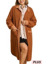 18 OT-Z {Love Me Always} Umgee Camel Button Up Duster PLUS SIZE XL 1X 2X