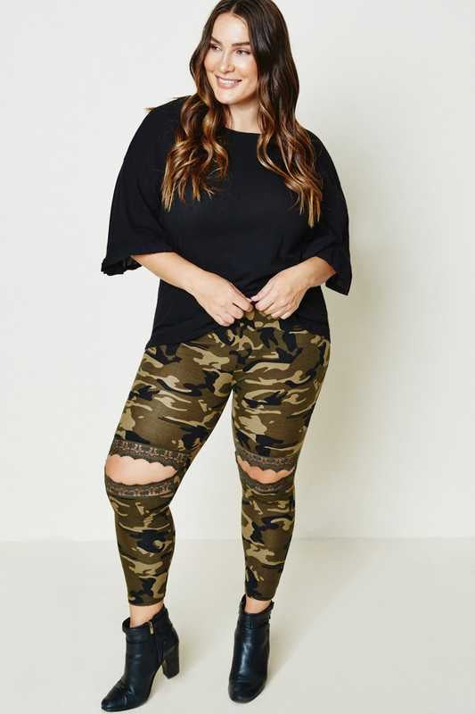 SALE!! BT-B {Chasin' You} Camo Cut Knee Bottoms PLUS SIZE XL 2X 3X