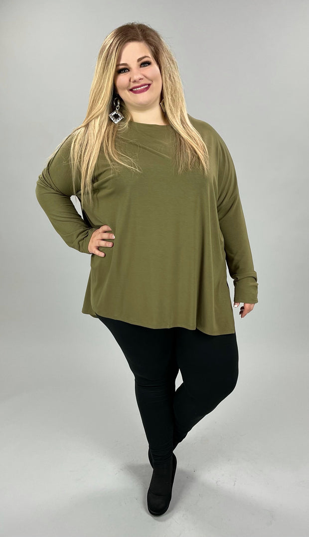 SALE!! 35 SLS-K {Hold Me Near} Dusty Olive Long Sleeve Top PLUS SIZE 1X 2X 3X