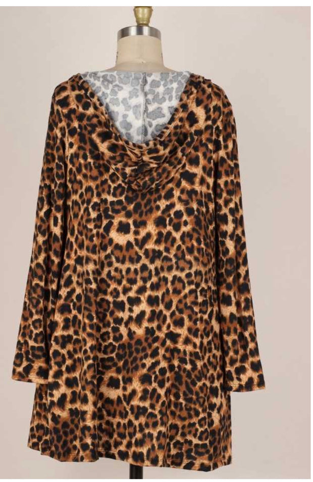 SALE!! 25 OT-J {Leopard Proud} Mocha Leopard Hooded Cardigan PLUS SIZE 1X 2X 3X