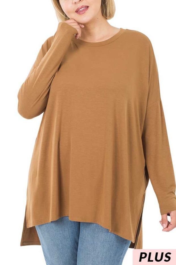 35 SLS-H {Hold Me Near} Deep Camel Long Sleeve Top PLUS SIZE 1X 2X 3X