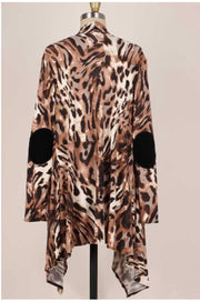 SALE!! 82 OT-B { Diva Style} Animal Print Cardigan W/Sleeve Patches PLUS SIZE 1X 2X 3X