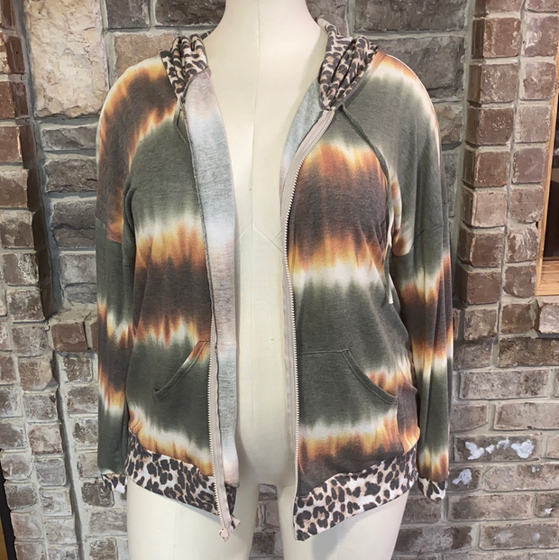 SALE!! 26 OT-E {Under Your Skin}  Olive Leopard Contrast Jacket PLUS SIZE XL 2X 3X