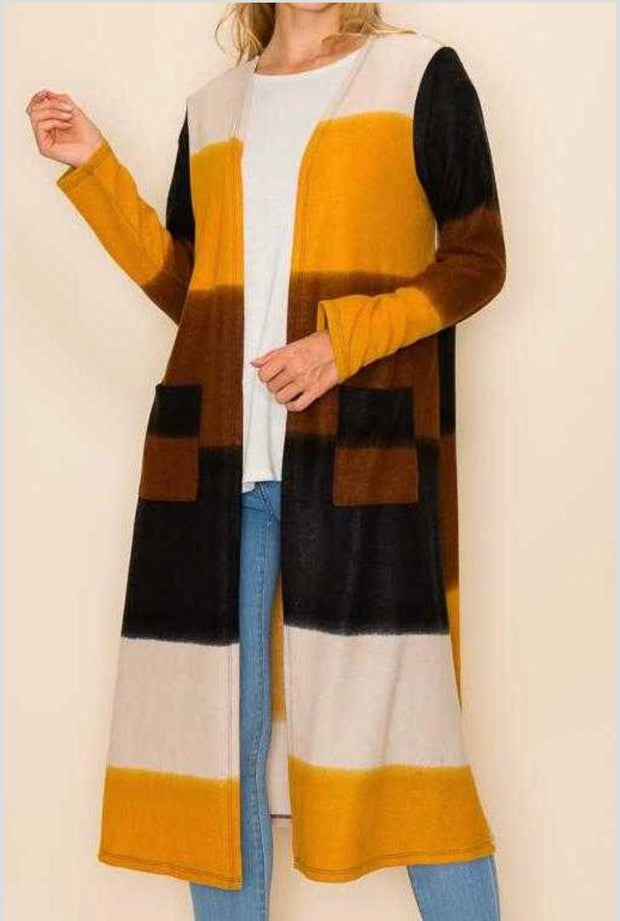 1-56 OT-A {Mountain Vista} Mustard/ Brown Duster Plus Size 1X 2X 3X