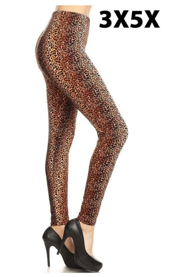 LEG-O {How You Doing} Brown Cheetah Print Leggings  EXTENDED PLUS SIZE 3X/5X