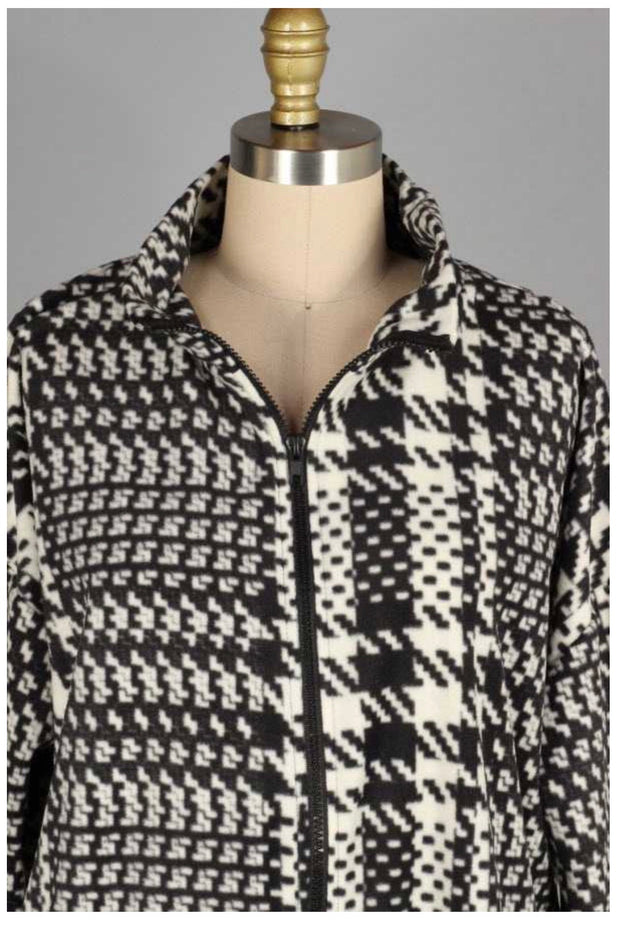 26 OT-C {Smooth Moves}  Black White Printed Jacket PLUS SIZE XL 2X 3X