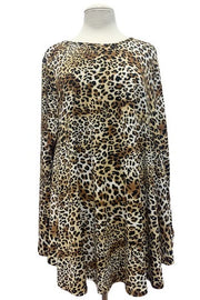 62 PLS-C {Drawn To The Drama} Brown Leopard Print Top PLUS SIZE 1X 2X 3X