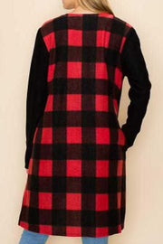 78 OT-Q {Warm Me Up} Red/Black Plaid Duster PLUS SIZE 1X 2X 3X