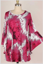 SALE! 34-PQ-T {Caught Off Guard} Burgundy Bell Sleeves Tunic Plus Size1X 2X 3X