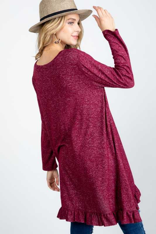 36 SLS {Pair With A Smile} Burgundy Hi/Low Tunic PLUS SIZE 1X 2X 3X