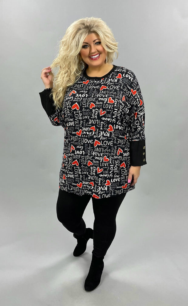 SALE!! 45-GT-C {Sign of Love} Black LOVE Script Tunic PLUS SIZE 1X 2X 3X