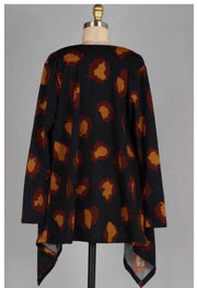 SALE! 13 OT-A {Far From Over} Navy Camel Printed  Cardigan PLUS SIZE XL 2X 3X