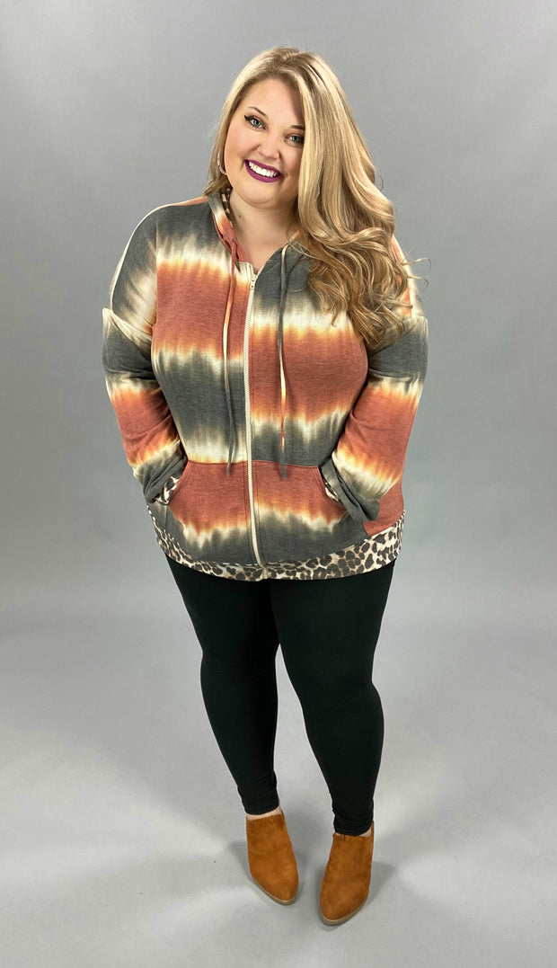 26 OT-D {Quit Playing} Rust Leopard Contrast Jacket PLUS SIZE XL 2X 3X