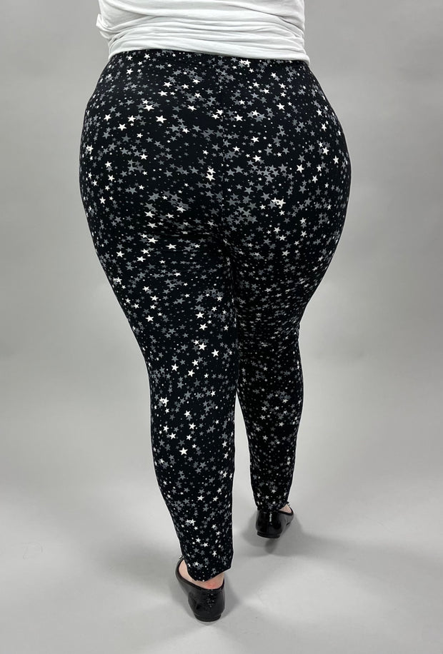 BT-99 {Star Light} Black Small Star Print Leggings EXTENDED PLUS SIZE –  Curvy Boutique Plus Size Clothing