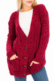 1-25 OT {Bring On The Cold} Burgundy Button Up Sweater PLUS SIZE 2X 3X