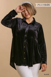 SALE!! 16 SLS-M {Romance Is Back} Umgee Black Velvet Babydoll Top PLUS SIZE XL 1X 2X