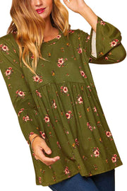 SALE!! 13 PQ {Weekend Ready} Olive Floral Babydoll Top PLUS SIZE XL 2X 3X