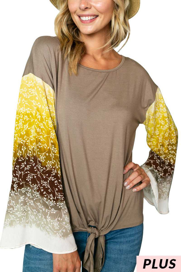 SALE! 1-15 CP {Strive For Excellence} Taupe Top W/Print Sleeves PLUS SIZE 1X 2X 3X