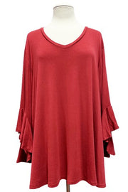 SALE!! 25 SQ {Getting Better} Rust V-Neck Cascading Sleeve Top EXTENDED PLUS SIZE 4X 5X 6X