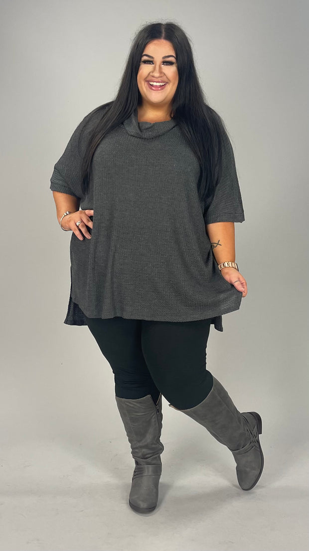 SALE!! 85 SSS-A {Down Home} Charcoal Cowl Neck Top PLUS SIZE XL 2X 3X