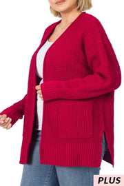 SALE!! 57 OT-M {Leading Lady} BURGUNDY Waffle Knit Cardigan PLUS SIZE 1X 2X 3X