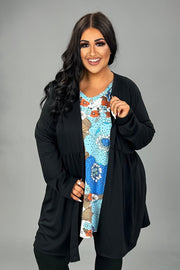 1-99 OT {Prepared For Anything} Black Long Sleeve Cardigan PLUS SIZE 1X 2X 3X