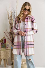 19 OT-A {Time Is Precious} Pink Plaid Button Up Shacket