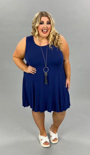 65 SV-L {Happy 4U} NAVY Sleeveless Dress with Pockets EXTENDED PLUS SIZE 4X 5X 6X