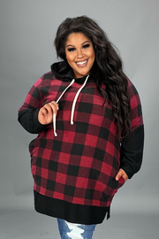 SALE!! HD-A {Waiting For A Sleigh Ride} Red/Black Plaid Tunic W/Hood