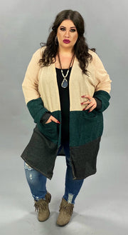 SALE!! 40 OT-D {Cozy Essence} Tan Green Ribbed Cardigan SALE!!!   PLUS SIZE XL 2X 3X