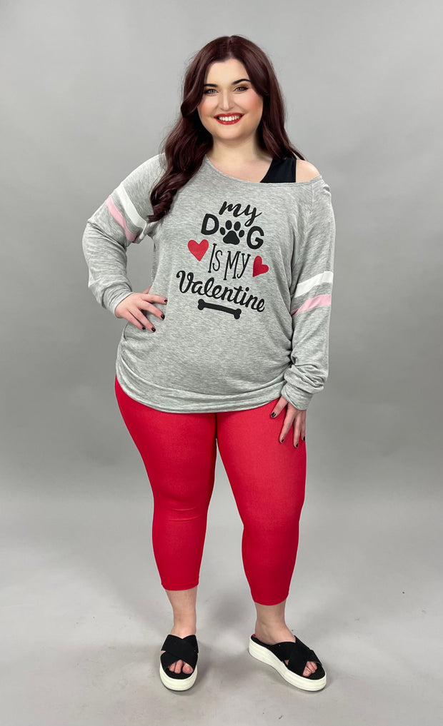 SALE!! GT-V "My Dog Is My Valentine"  Oversized Gray French Terry Top