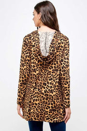 SALE! 22 OT-P {Hold On Tight} Leopard Hooded Cardigan PLUS SIZE XL 2X 3X