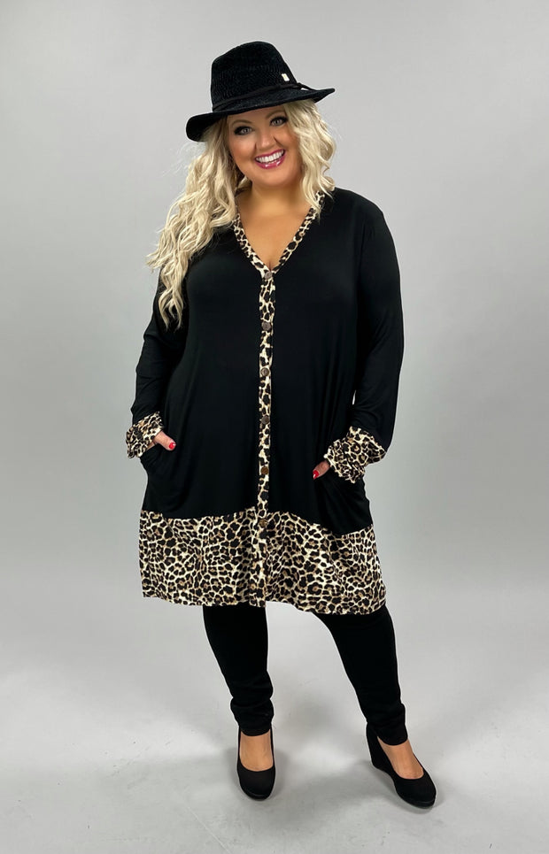 SALE!! 32 CP-E {Great Escape} Black/Leopard Print Contrast Tunic PLUS SIZE 1X 2X 3X