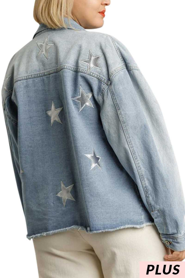 SALE!! 11 OT-A {Mega Star} "UMGEE" Light Blue  Denim Jacket PLUS SIZE XL 1X 2X