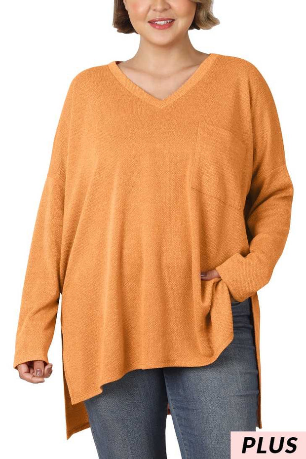 94 SLS-P {All On You} Butter Orange Melange Jacquard Top PLUS SIZE 1X 2X 3X