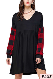 SALE! 37 CP-E {Know Your Worth}  Black Red Plaid Babydoll Tunic PLUS SIZE XL 2X 3X