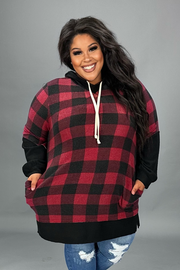 SALE!! HD-A {Waiting For A Sleigh Ride} Red/Black Plaid Tunic W/Hood