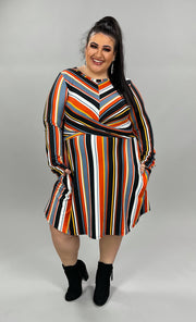 1-63 PLS-D {Perfect Lines} Black/Multi-Color Striped Dress  PLUS SIZE 1X 2X 3X