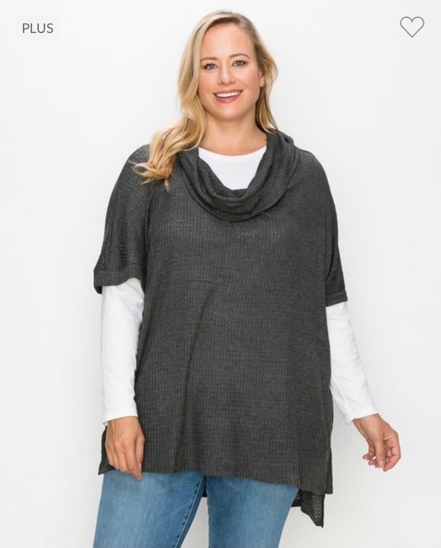 SALE!! 85 SSS-A {Down Home} Charcoal Cowl Neck Top PLUS SIZE XL 2X 3X