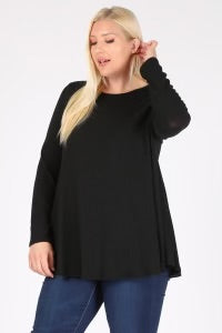 26 SLS {My Time Of Night} Black Rounded Hem Top PLUS SIZE XL 2X 3X 4X 5X