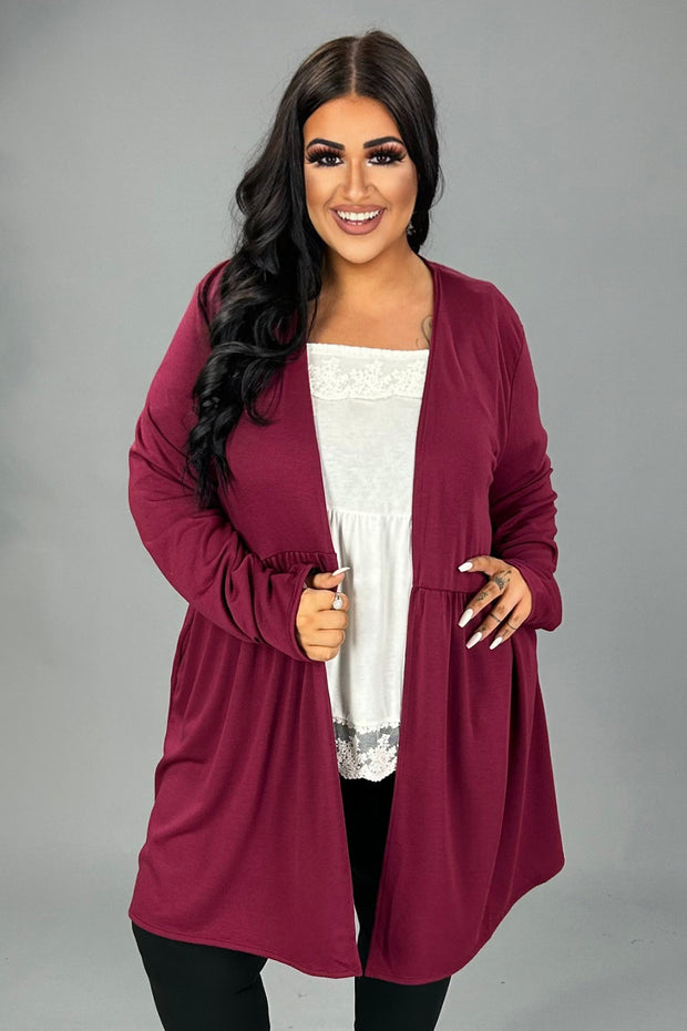 97 OT {Prepared For Anything} Burgundy Cardigan PLUS SIZE 1X 2X 3X