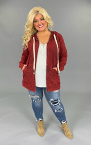 OT-M {Worth The Wait} Cabernet Mineral Wash Hoodie Jacket