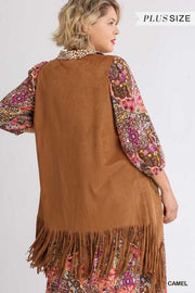 56 OT-B {Cool Is Calling} UMGEE Camel Vest W/Fringe PLUS SIZE XL 1X 2X